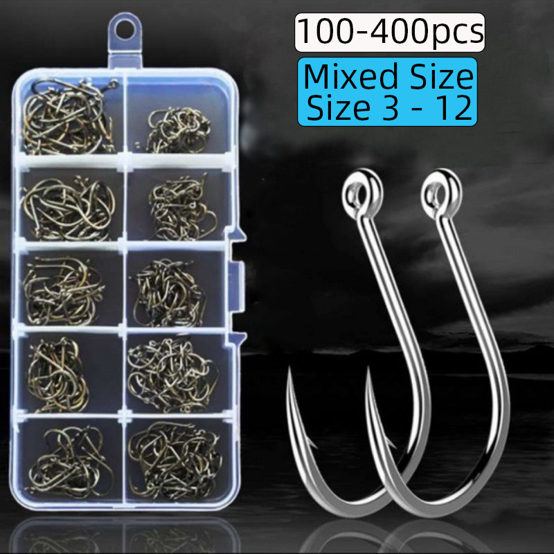 100-400pc/Box 3#-12# Carp Fish - Fishing Hook Circle 评论和价格