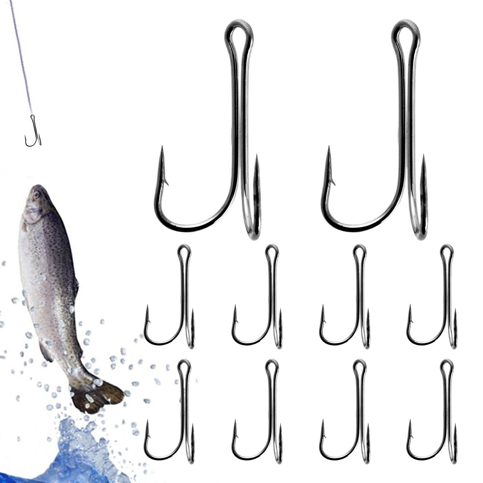 Barbed Fish Hooks 10 Pack High - Fishing Hook Treble 评论和价格