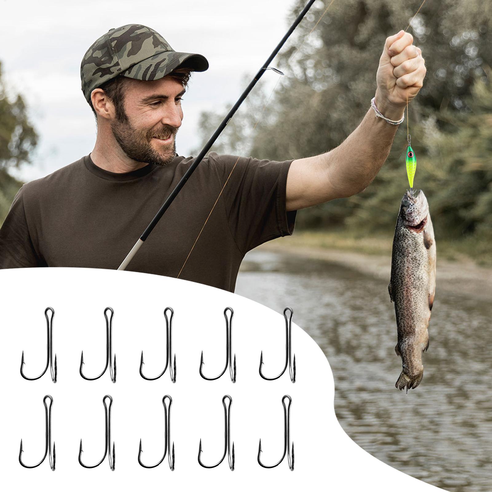 Barbed Fish Hooks 10 Pack High - Fishing Hook Treble 评论和价格