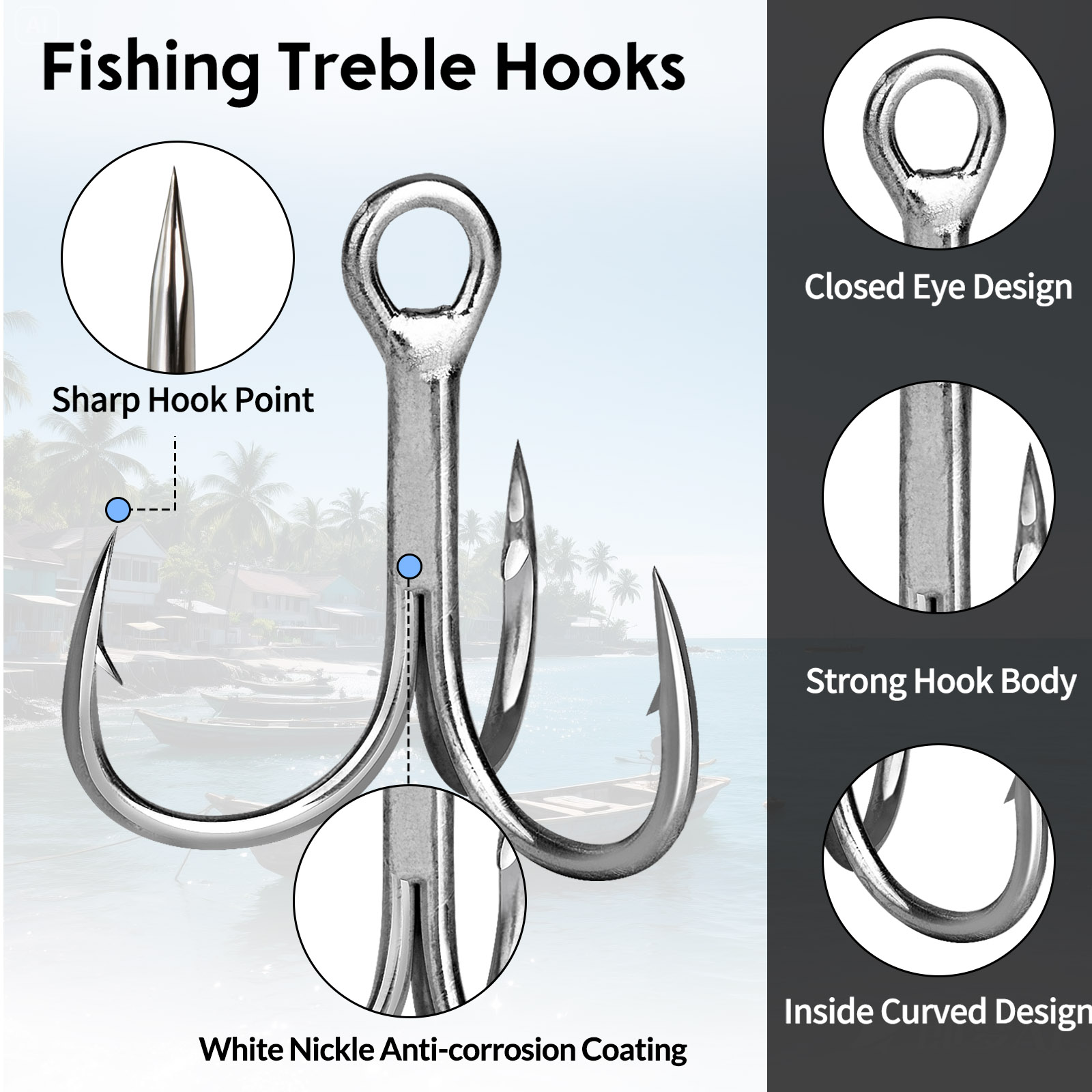 9KM Saltwater Treble Hooks 3X  - Fishing Hook Offset 评论和价格
