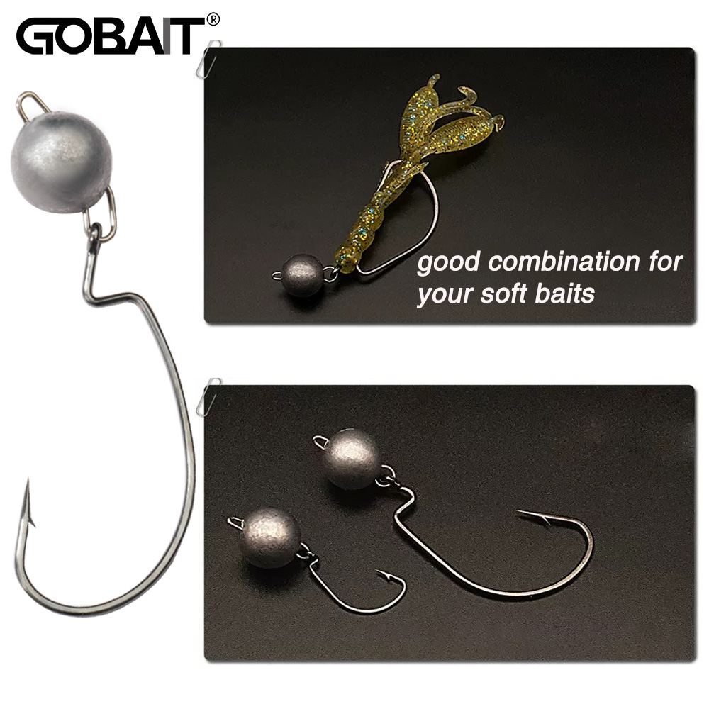 5pcs Metal Jig Head Worm Hooks - Fishing Hook Offset 评论和价格