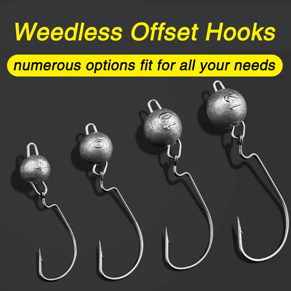 5pcs Metal Jig Head Worm Hooks - Fishing Hook Offset 评论和价格